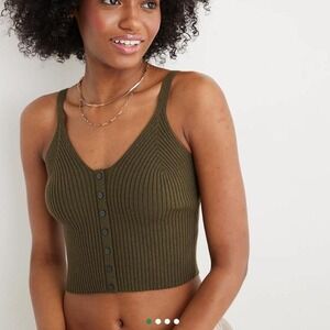 Aerie Button Front Sweater Tank Top L